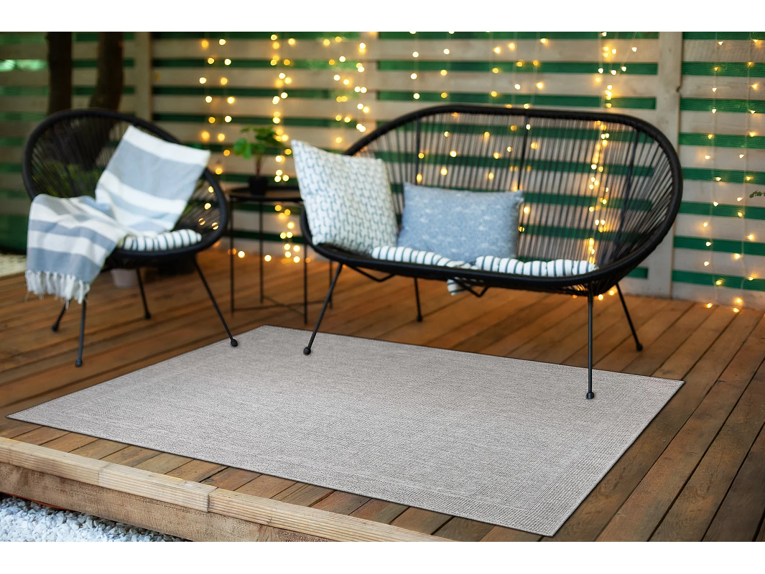 Tapete TIMO 5979 SIZAL ar livre quadro cinza claro 80x150 cm