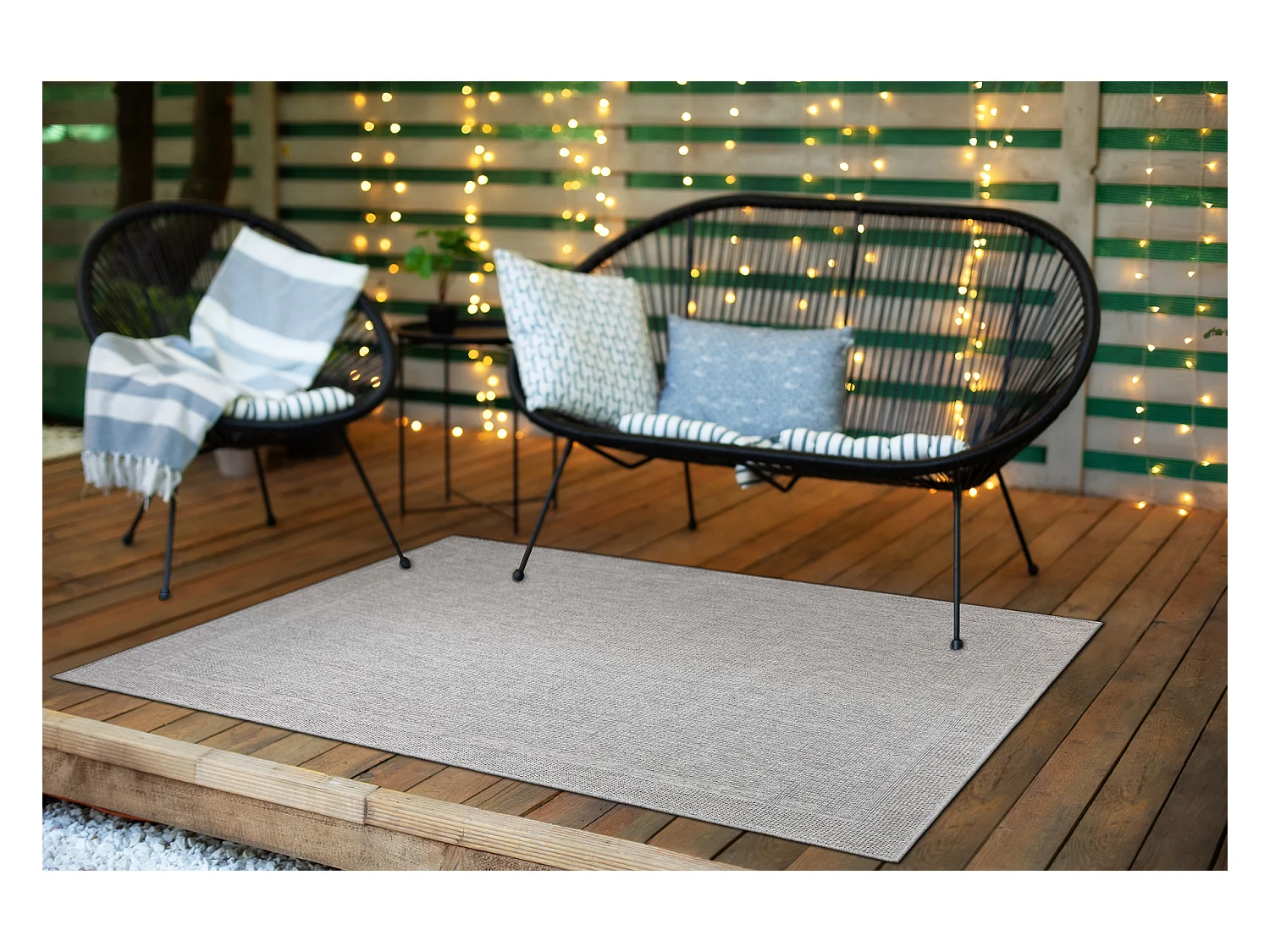 Tapete TIMO 5979 SIZAL ar livre quadro cinza claro 140x190 cm