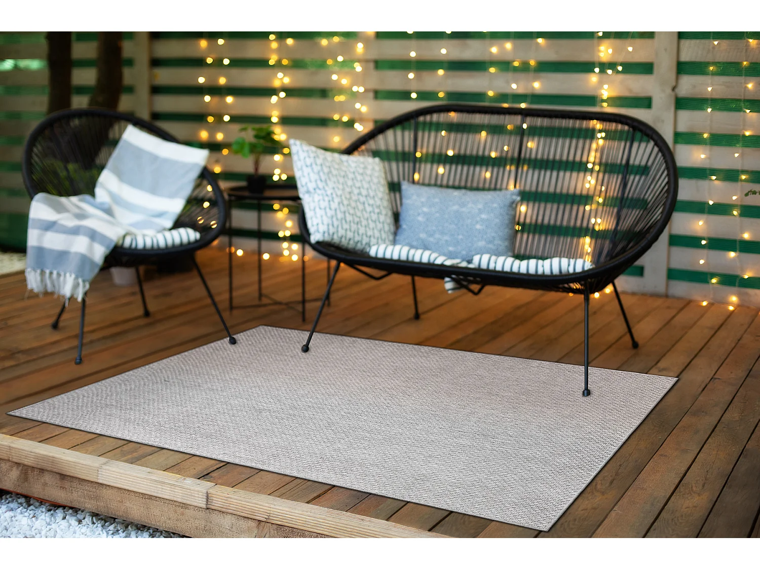 Tapete TIMO 6272 SIZAL ar livre cinza claro 180x270 cm