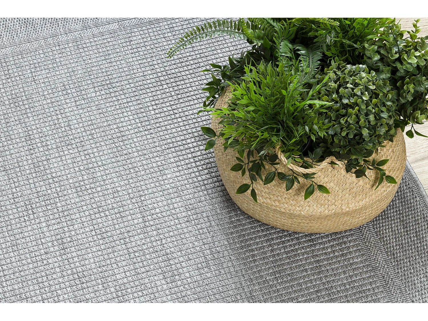 Teppich TIMO 5979 SISAL draussen Rahmen hellgrau 60x100 cm