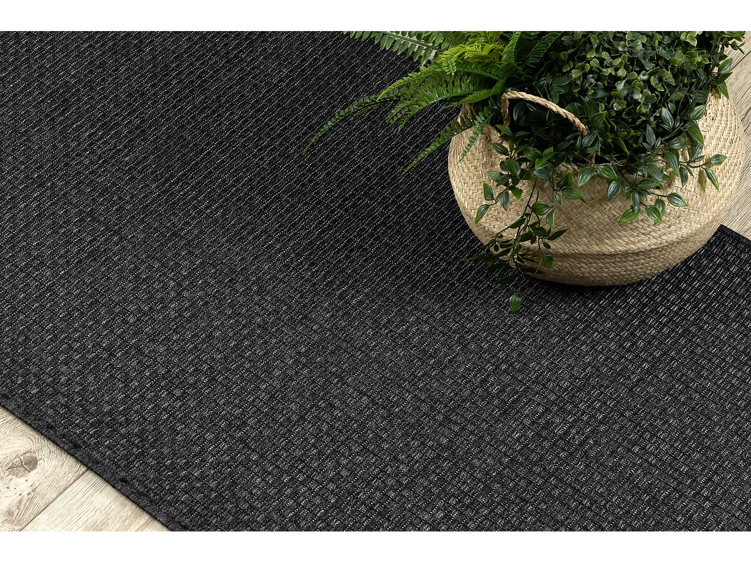 Sisal tapijt, loper TIMO 0000 buitenshuis zwart 60x250 cm