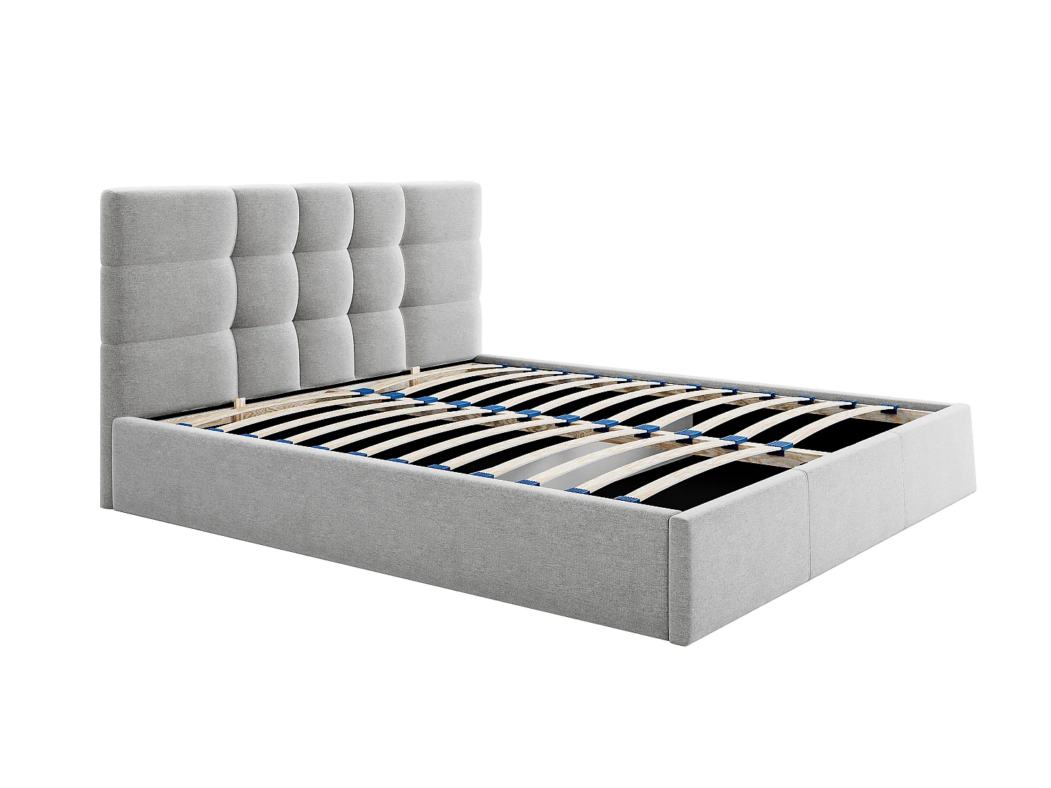 Bett mit Bettkasten + Matratze - 180 x 200 cm - Stoff - Grau - ELIAVA von Pascal Morabito