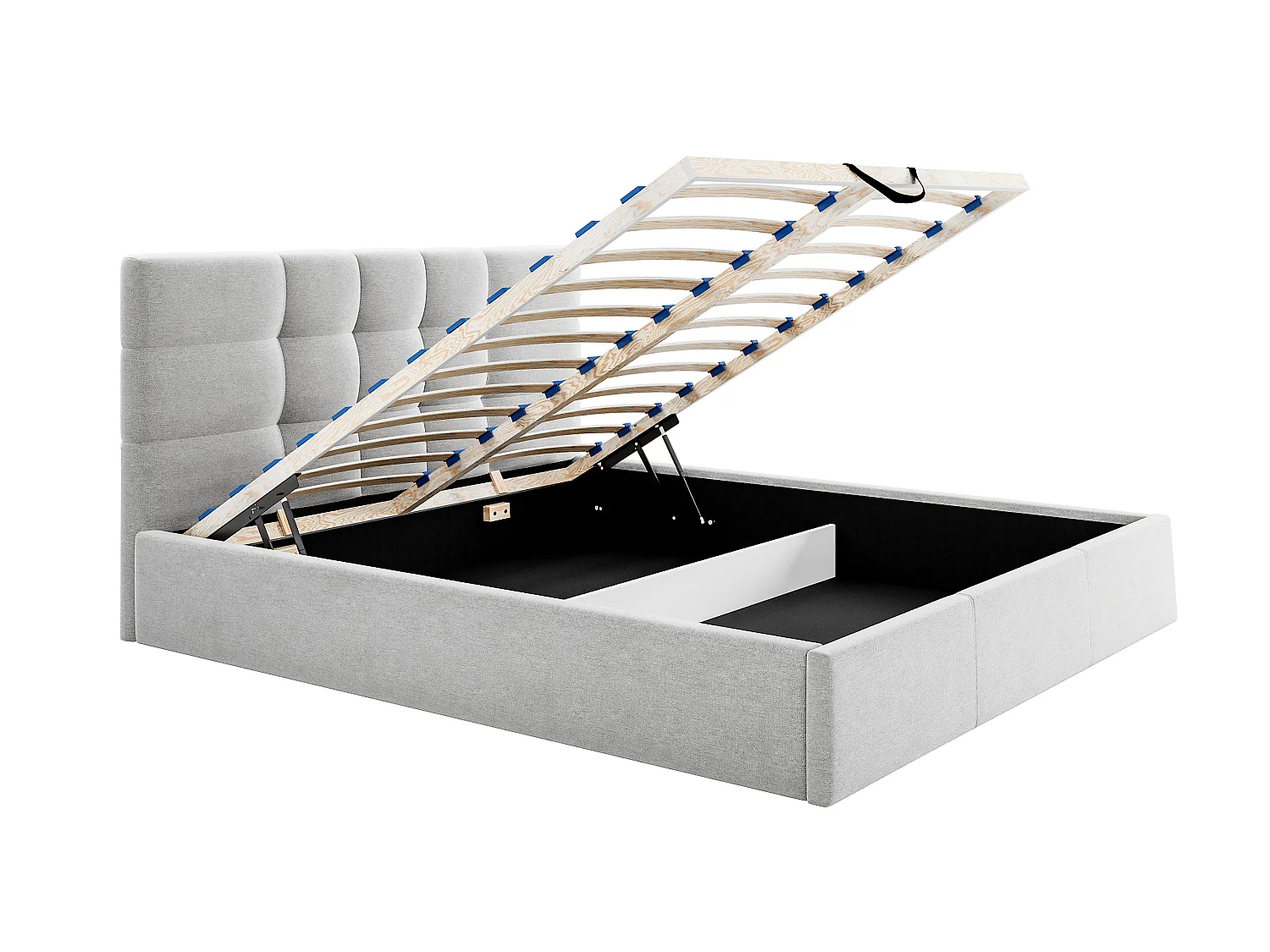 Bett mit Bettkasten + Matratze - 180 x 200 cm - Stoff - Grau - ELIAVA von Pascal Morabito