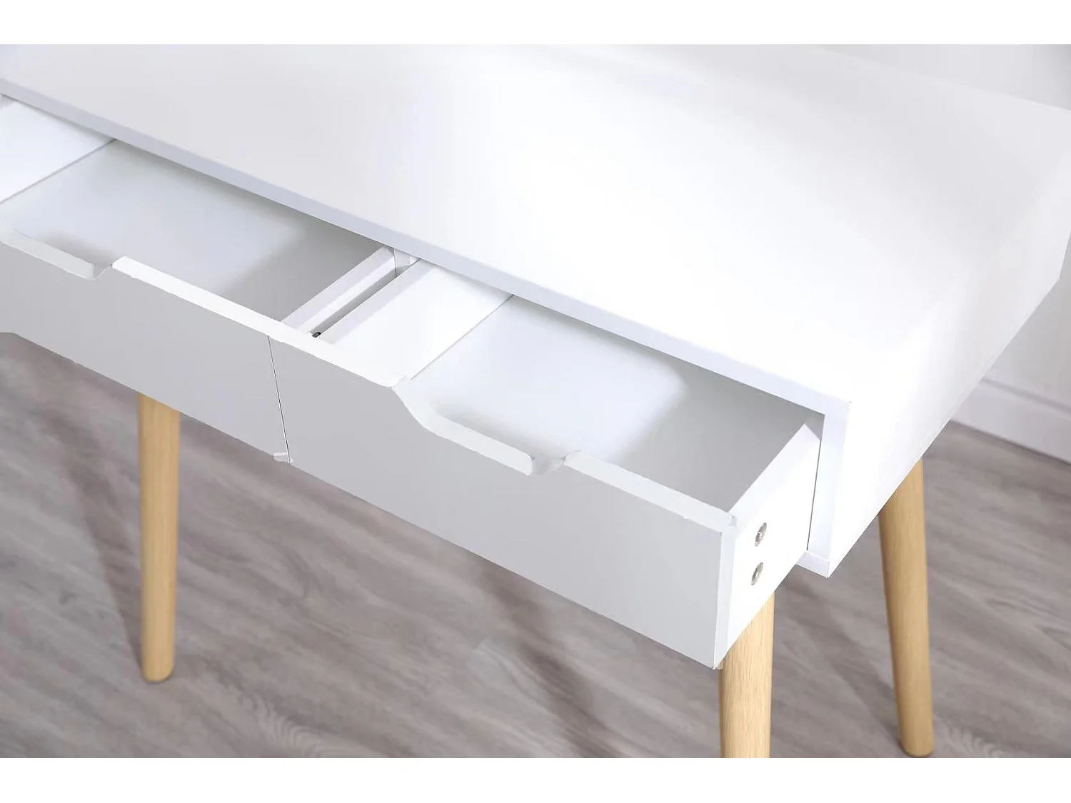 Coiffeuse table de maquillage avec miroir LED et tabouret coloris blanc H130 x L80 x P40 cm