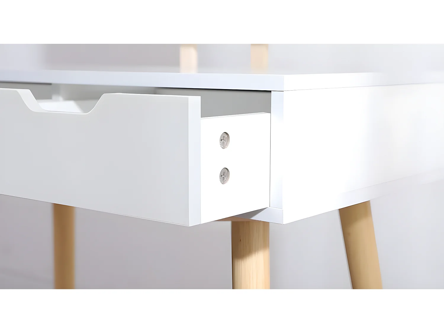 Coiffeuse table de maquillage avec miroir LED et tabouret coloris blanc H130 x L80 x P40 cm