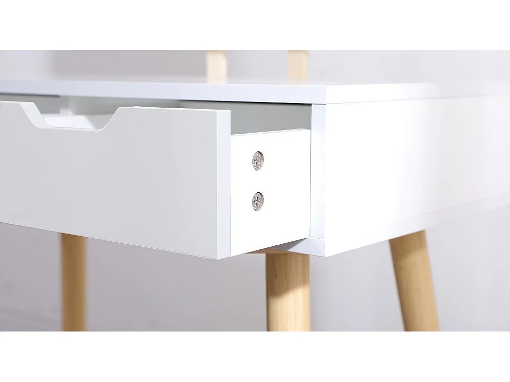 Coiffeuse table de maquillage avec miroir LED et tabouret coloris blanc H130 x L80 x P40 cm