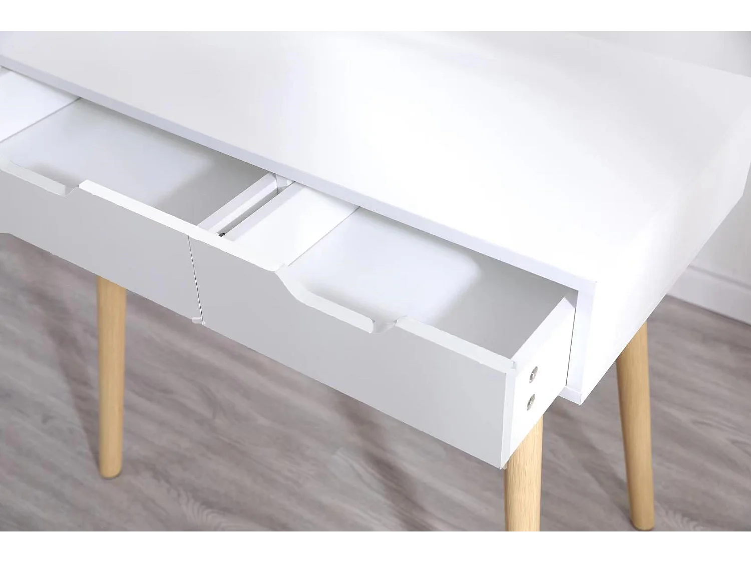 Coiffeuse table de maquillage avec miroir LED et tabouret coloris blanc H130 x L80 x P40 cm