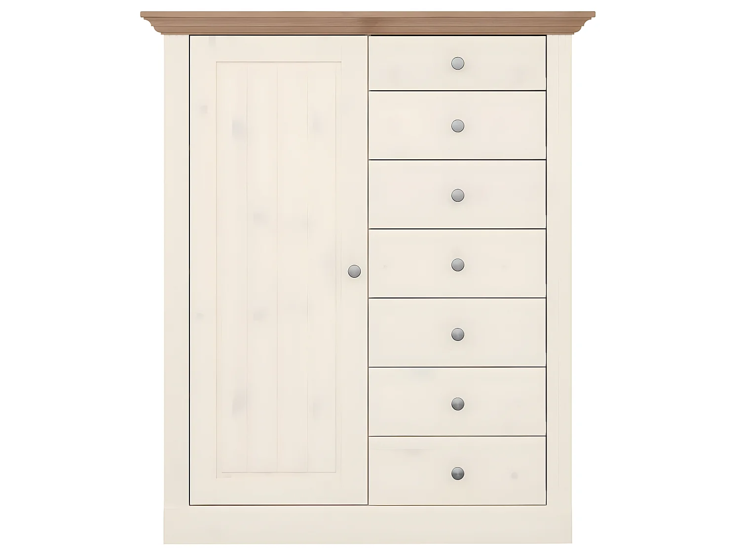 Alonso kommode 1 deur, 7 lades, white washed.