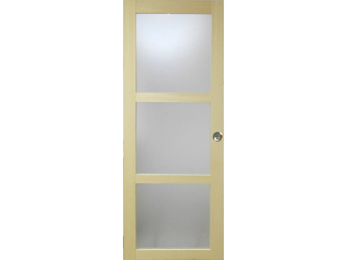 Puerta corredera de madera Ayous con cristal H204 x L73 cm, coquillas Gd Menuiseries sin manilla