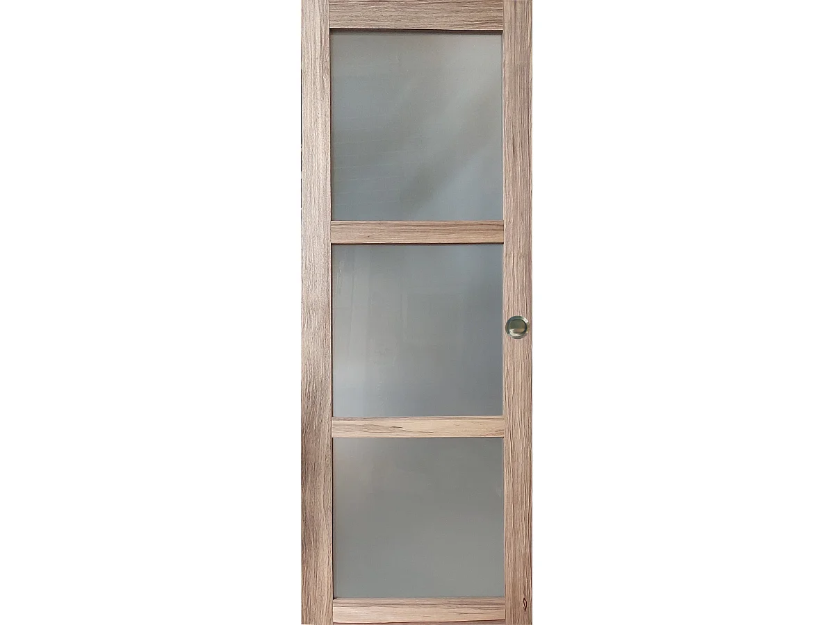 Porte Coulissante Bois Frake Vitree H204 X L73 Et Coquilles Gd Menuiseries