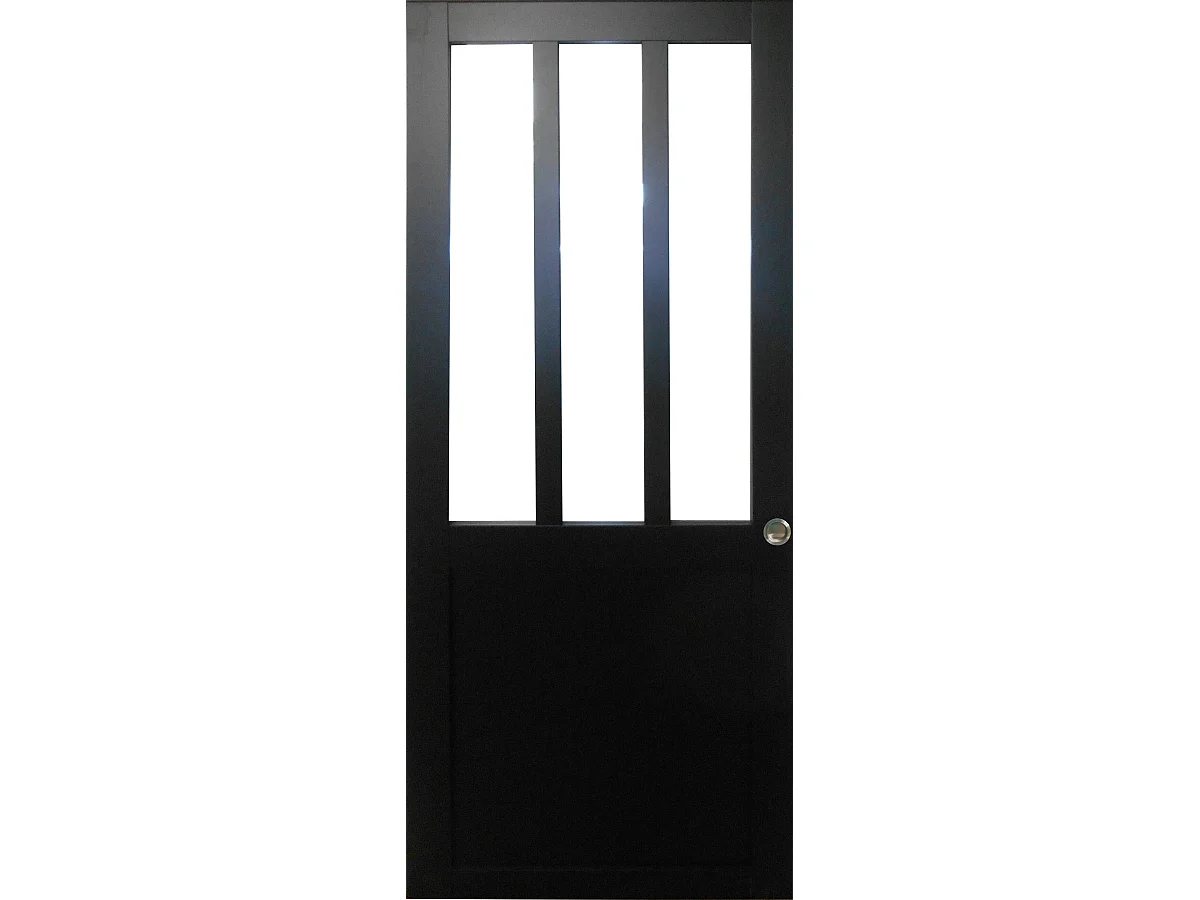 Zwarte werkplaatsschuifdeur H204 x L93 en 2 schalen