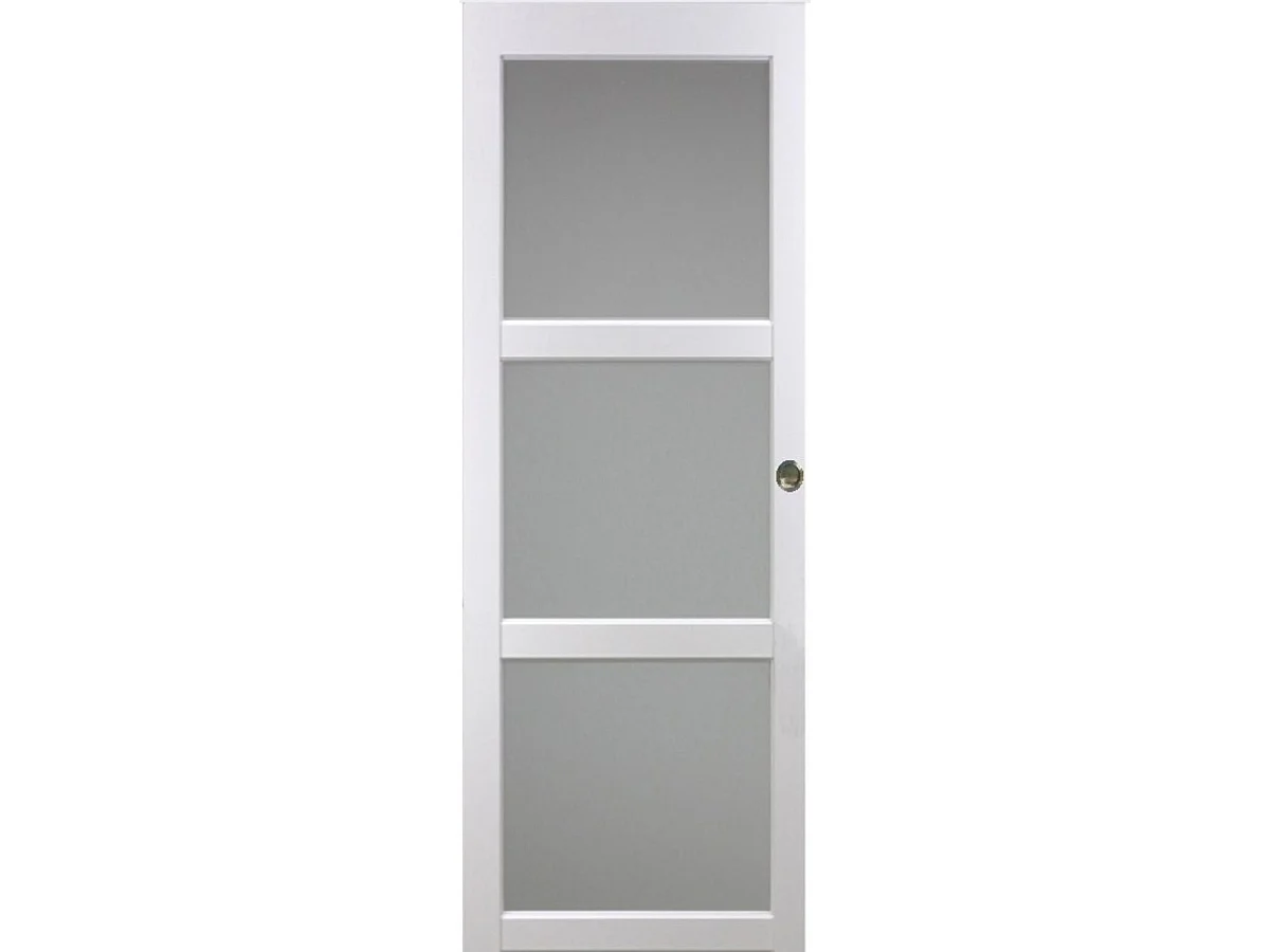 Porte Coulissante Kenya Blanc Vitrée H204 X L73 Cm, Coquilles Gd Menuiseries