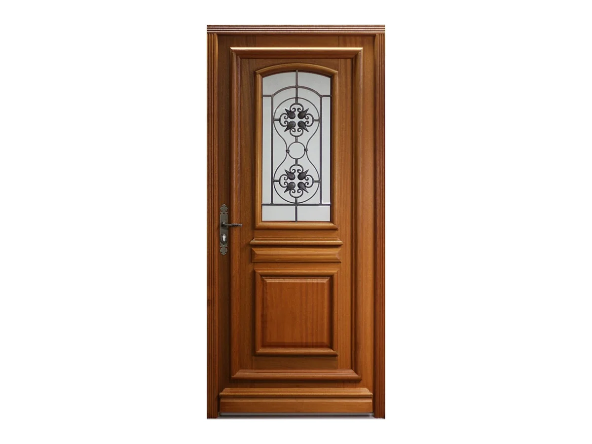 Porte D'Entrée Bois Vitrée, Tahi 4, H,215Xl,90 Poussant Droit Côtes Tableau
