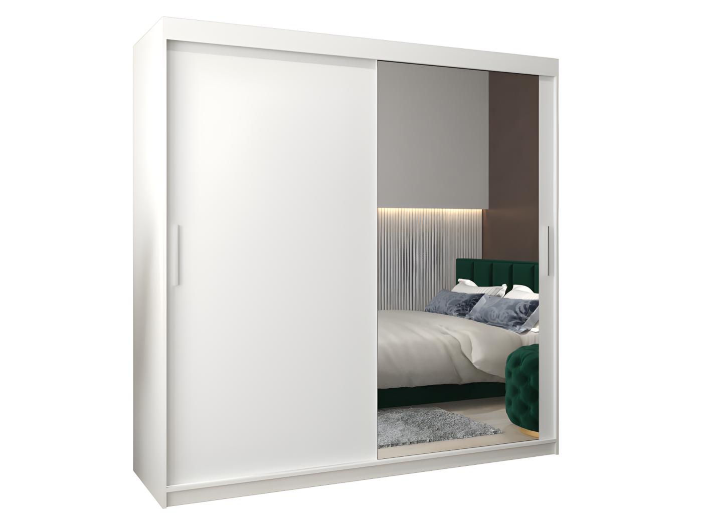 Armoire 2 Portes Coulissantes Tokyo 2 200x200 Cm Avec Miroir Blanc