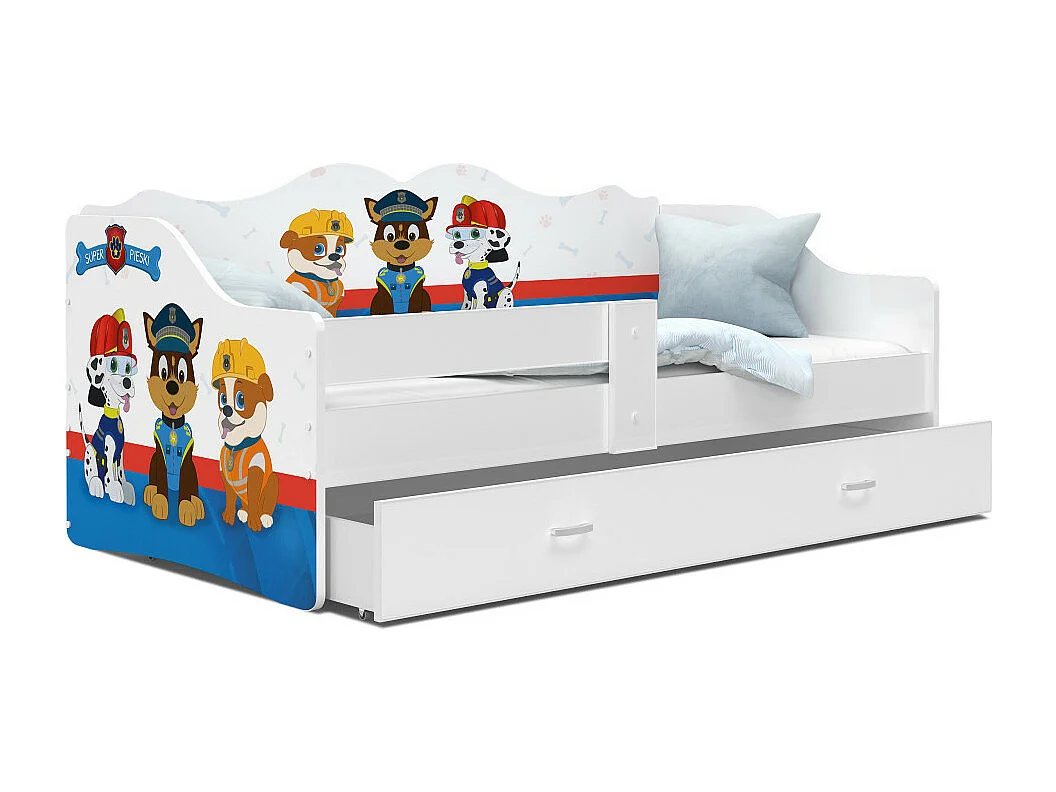Lit enfant banquette PAT PATROUILLE  80X160 avec sommier , matelas et tiroir Blanc