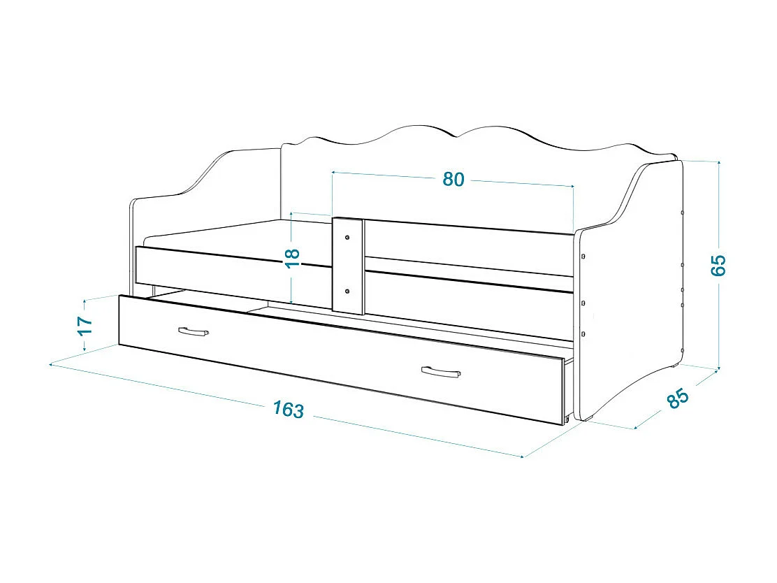 Lit enfant banquette PAT PATROUILLE  80X160 avec sommier , matelas et tiroir Blanc
