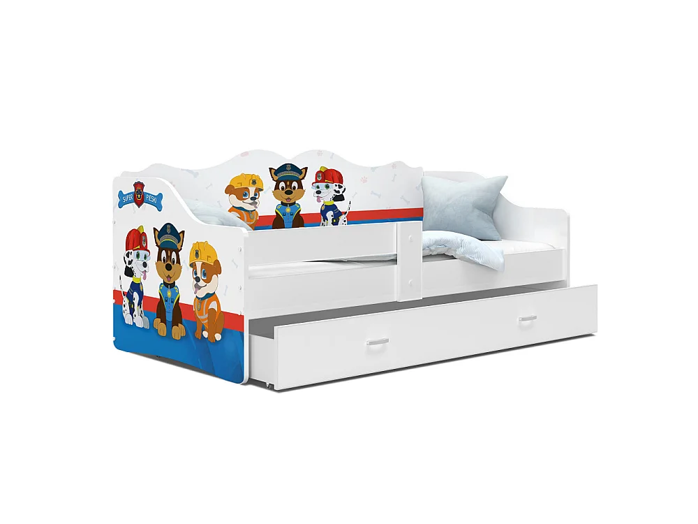 Lit enfant banquette PAT PATROUILLE  80X160 avec sommier , matelas et tiroir Blanc