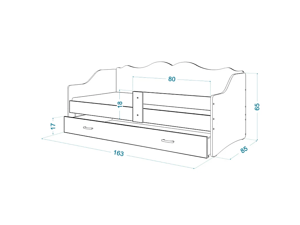 Lit enfant banquette PAT PATROUILLE  80X160 avec sommier , matelas et tiroir Blanc