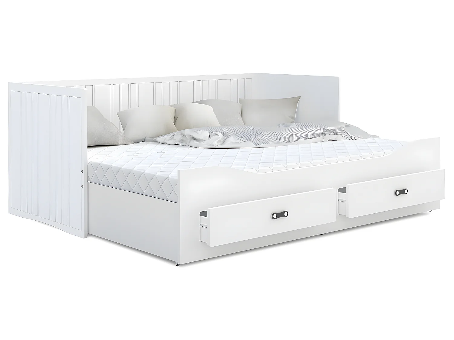 Lit Banquette 2 personnes  HERMES  80X200 / 155X200  cm  1 Matelas , 1 Sommier et 2 Tiroir inclus