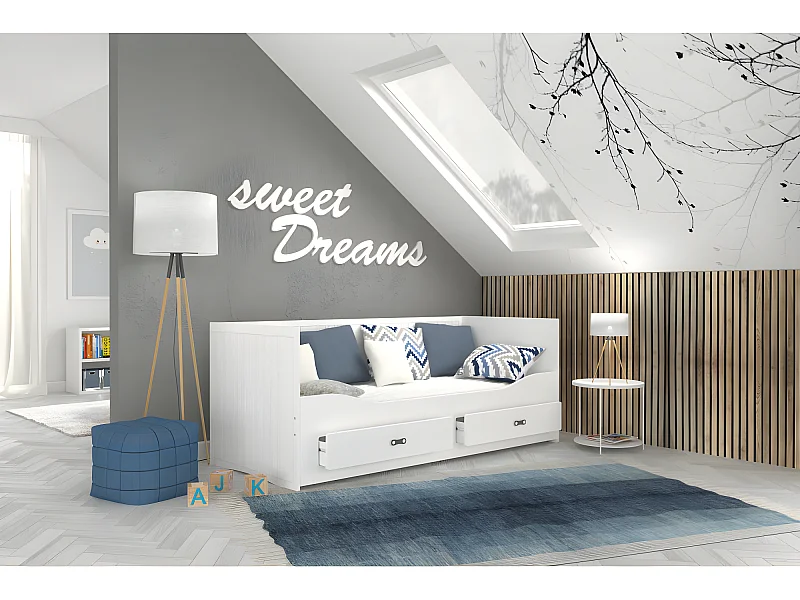 Lit Banquette 2 personnes  HERMES  80X200 / 155X200  cm  1 Matelas , 1 Sommier et 2 Tiroir inclus