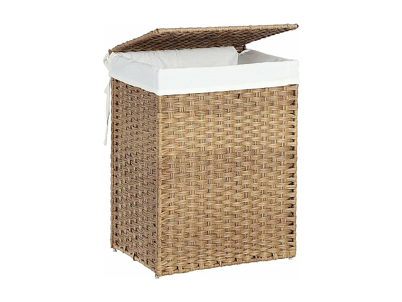 Cesto de ropa con 2 asas y bolsa desmontable - Imitación de junco natural