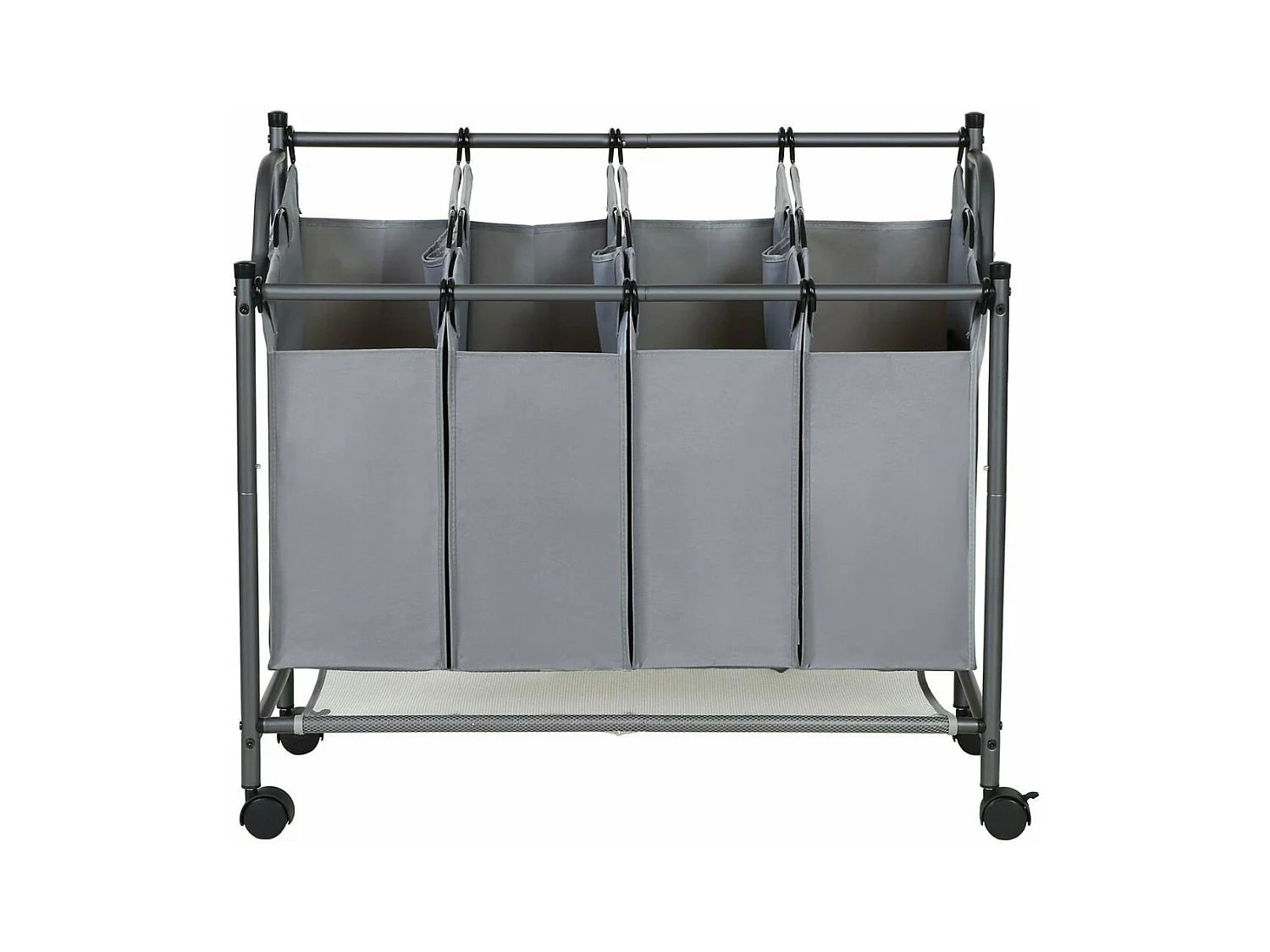 Bac à Linge avec 4 Sacs Amovibles Gris sur Roulettes - L87,5 cm