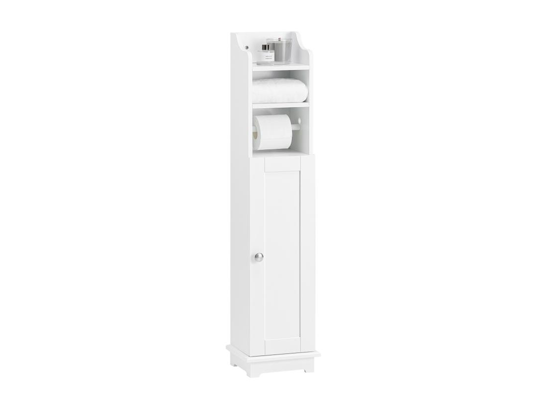 vente unique Support Papier Toilette Armoir Toilettes Porte Brosse WC en Bois – Blanc FRG177-W