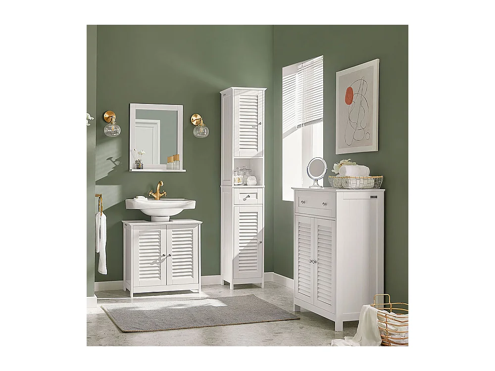 Meuble Colonne de Salle de Bain Armoire haute Meuble rangement, FRG236-W