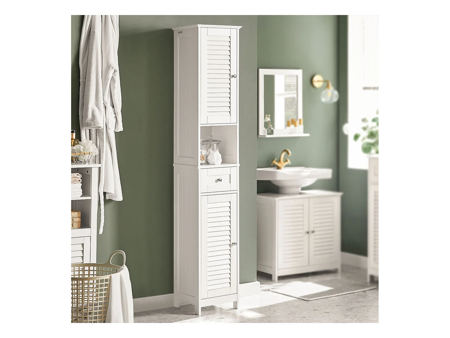 Meuble Colonne de Salle de Bain Armoire haute Meuble rangement, FRG236-W