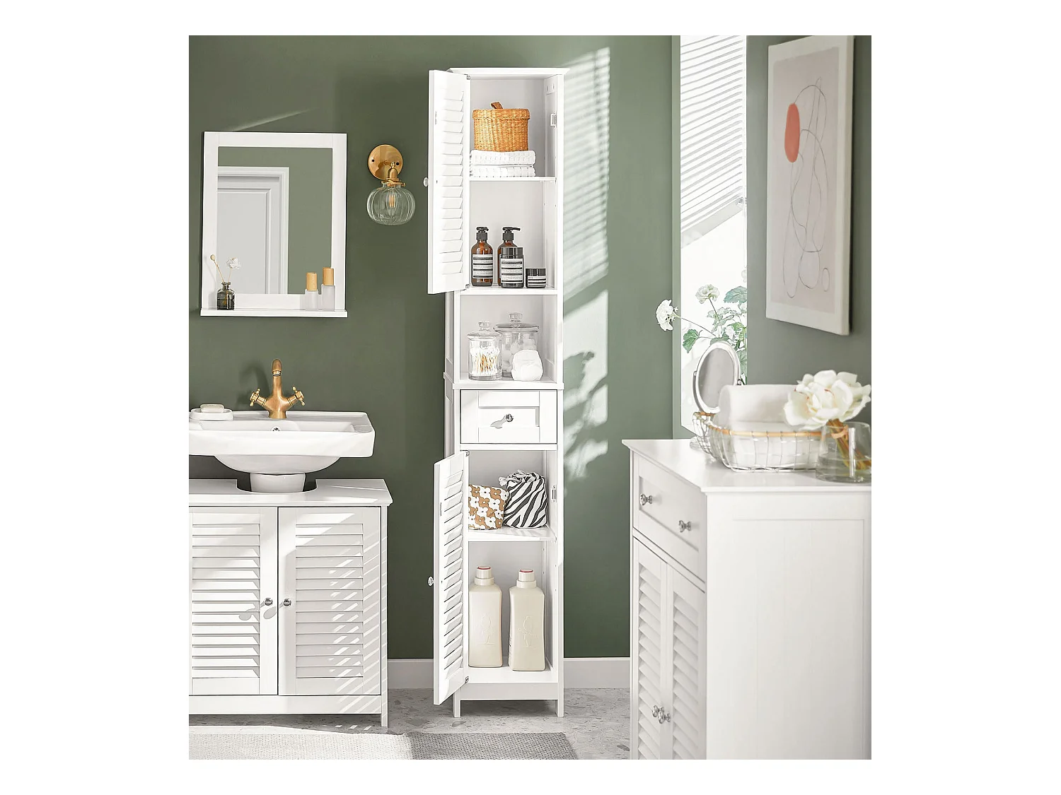 Meuble Colonne de Salle de Bain Armoire haute Meuble rangement, FRG236-W