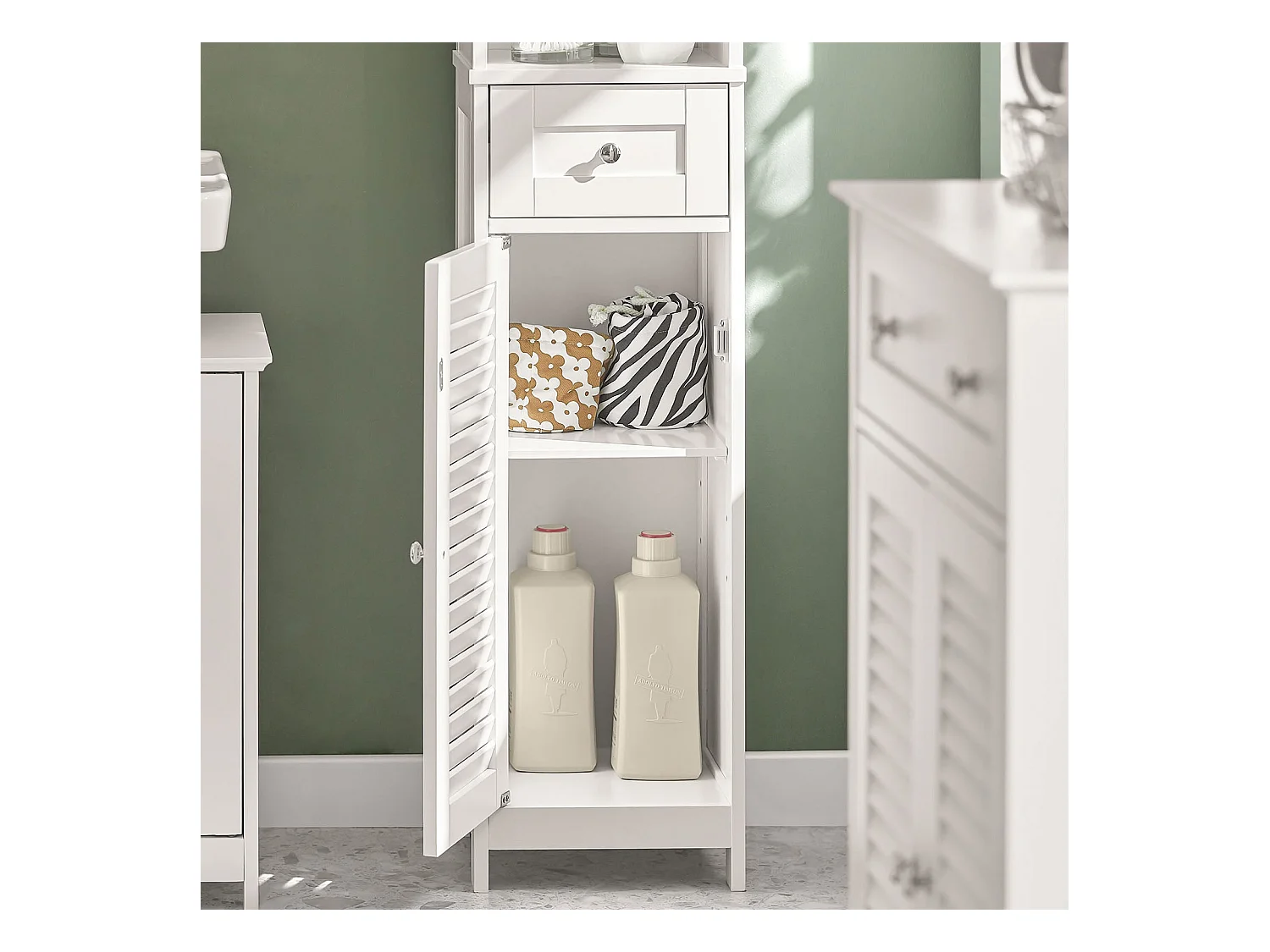 Meuble Colonne de Salle de Bain Armoire haute Meuble rangement, FRG236-W