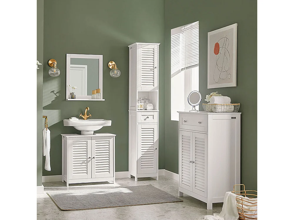 Meuble Colonne de Salle de Bain Armoire haute Meuble rangement, FRG236-W
