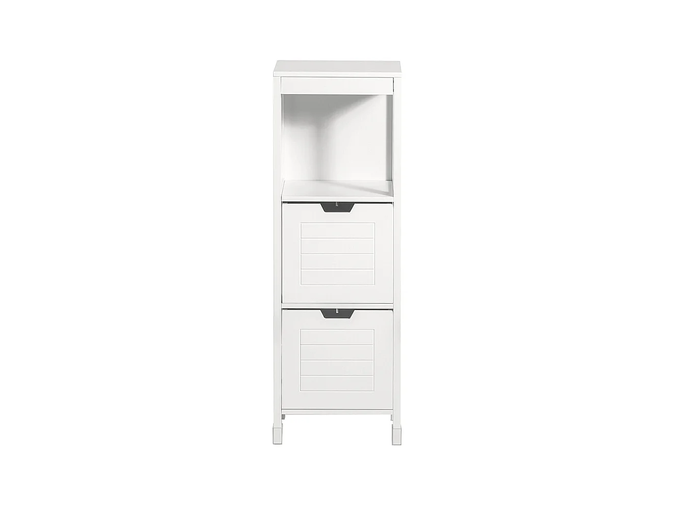 Meuble Colonne Meuble Bas de Salle de Bain Armoire Toilette – 1 étage et 2 tiroirs,  FRG127-W