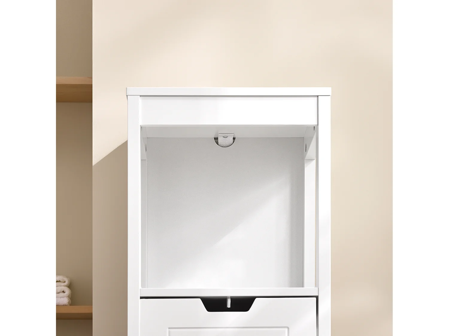 SoBuy FRG127-W Badkamermeubel Kolomkasten - 1 legplank - 2 Laden - Wit