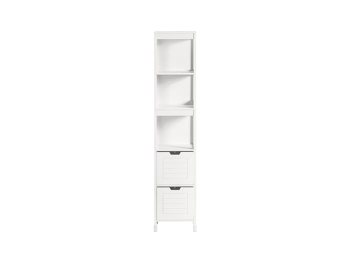 Meuble Colonne de Salle de Bain Armoire Toilette haute 4 étagères et 2 tiroirs Blanc, FRG126-W