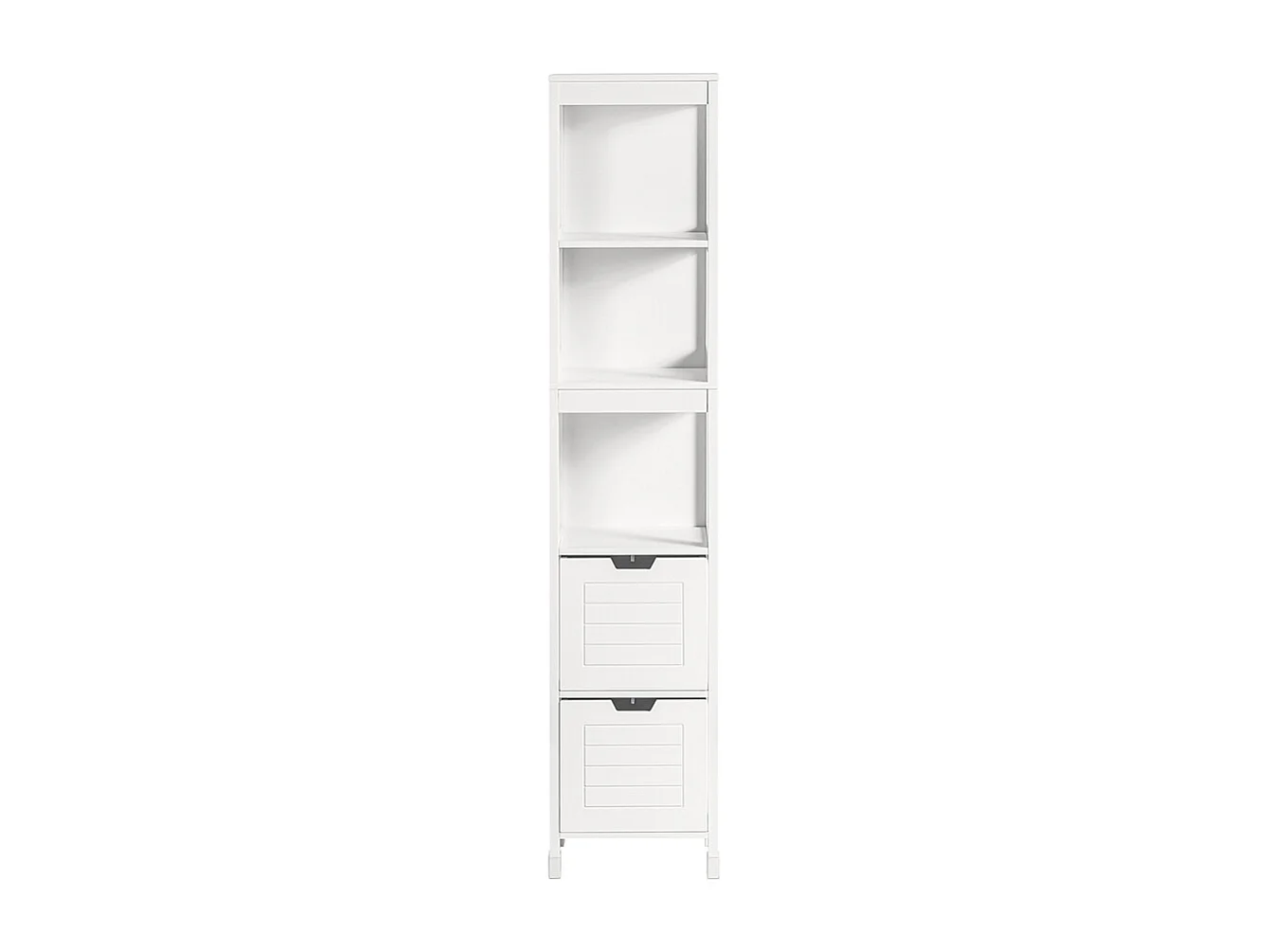Meuble Colonne de Salle de Bain Armoire Toilette haute 4 étagères et 2 tiroirs Blanc, FRG126-W