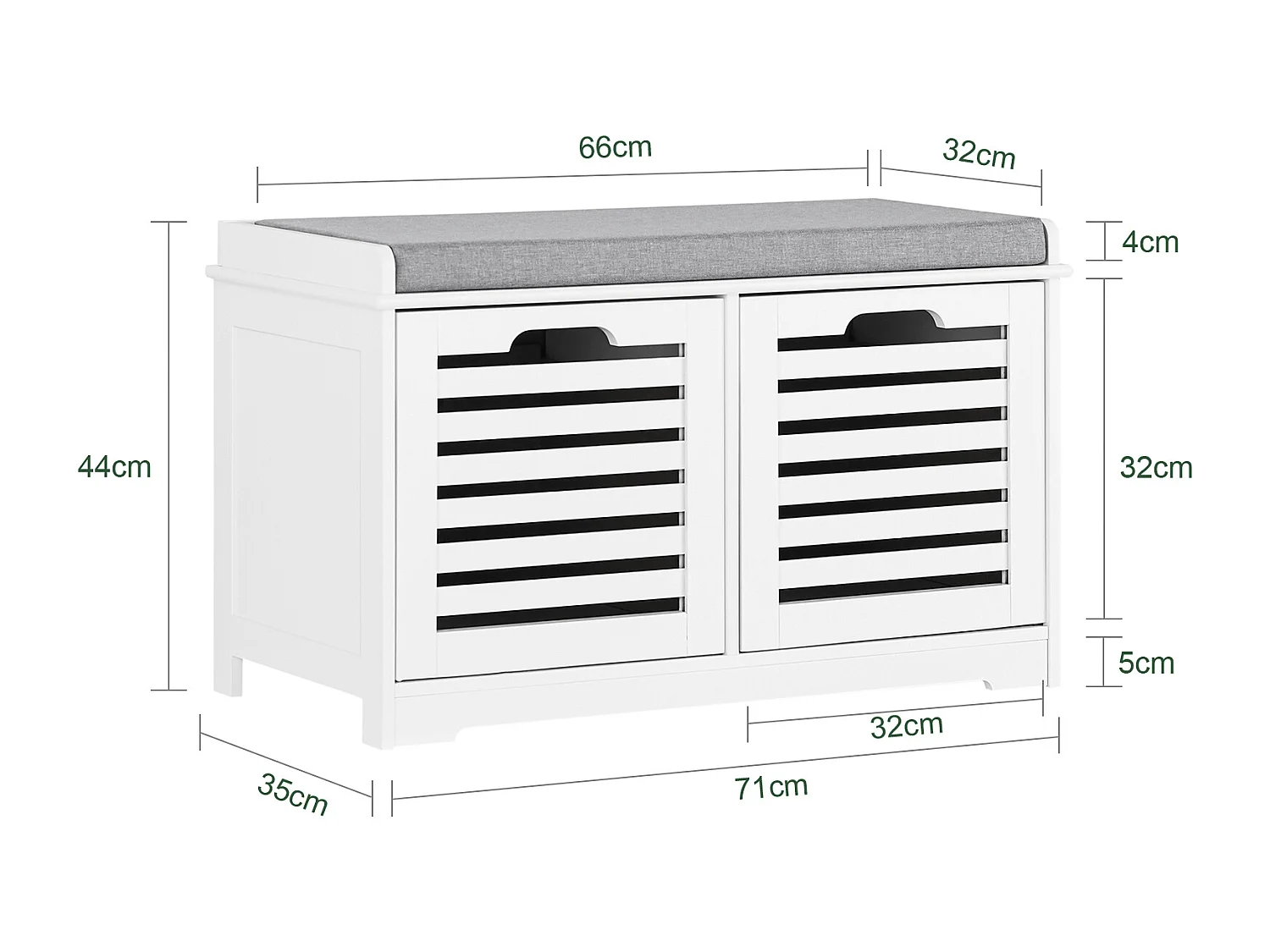 Banc de Rangement avec coussin rembourré et 2 cubes, FSR23-K-W