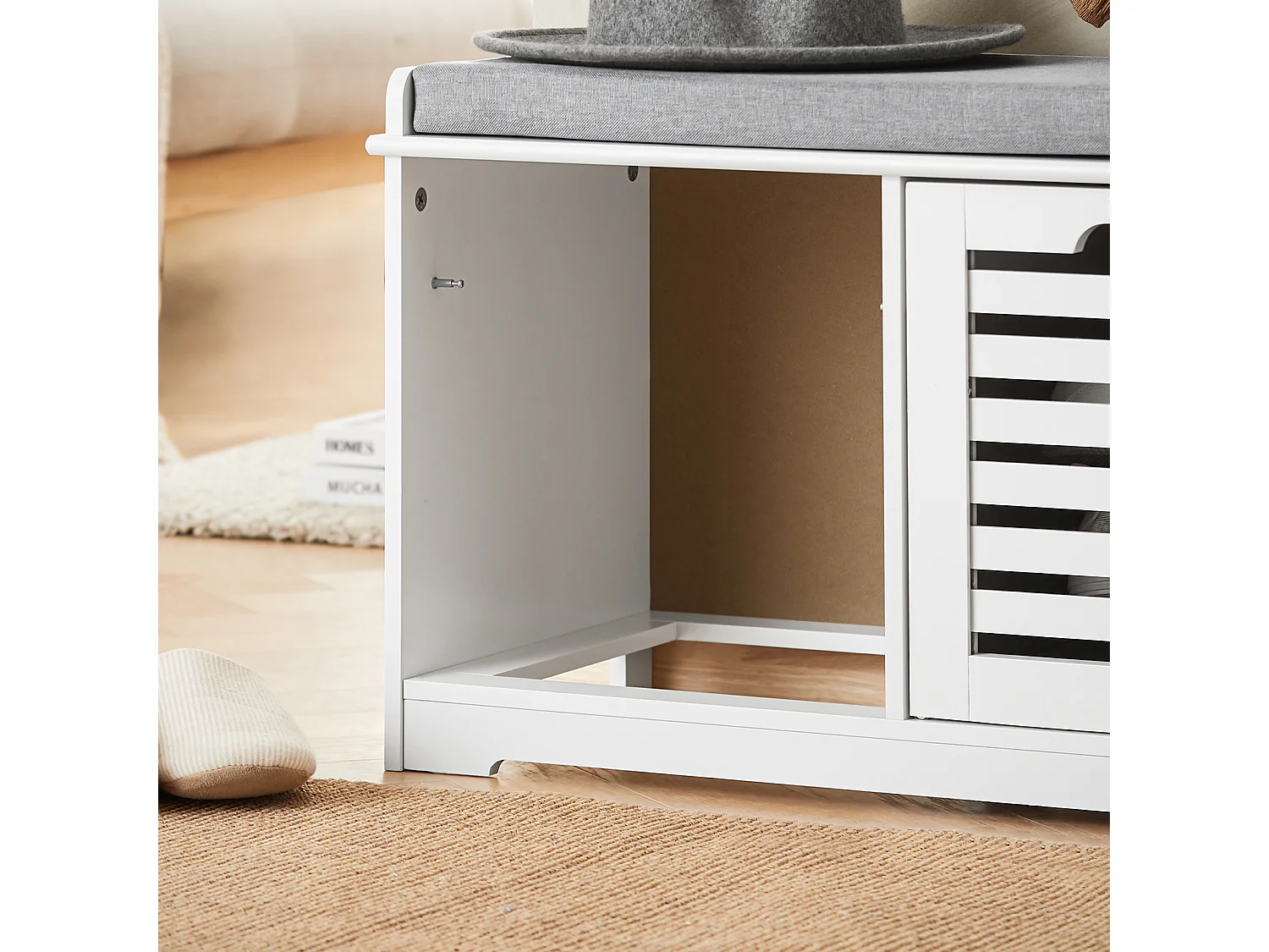 Banc de Rangement avec coussin rembourré et 2 cubes, FSR23-K-W