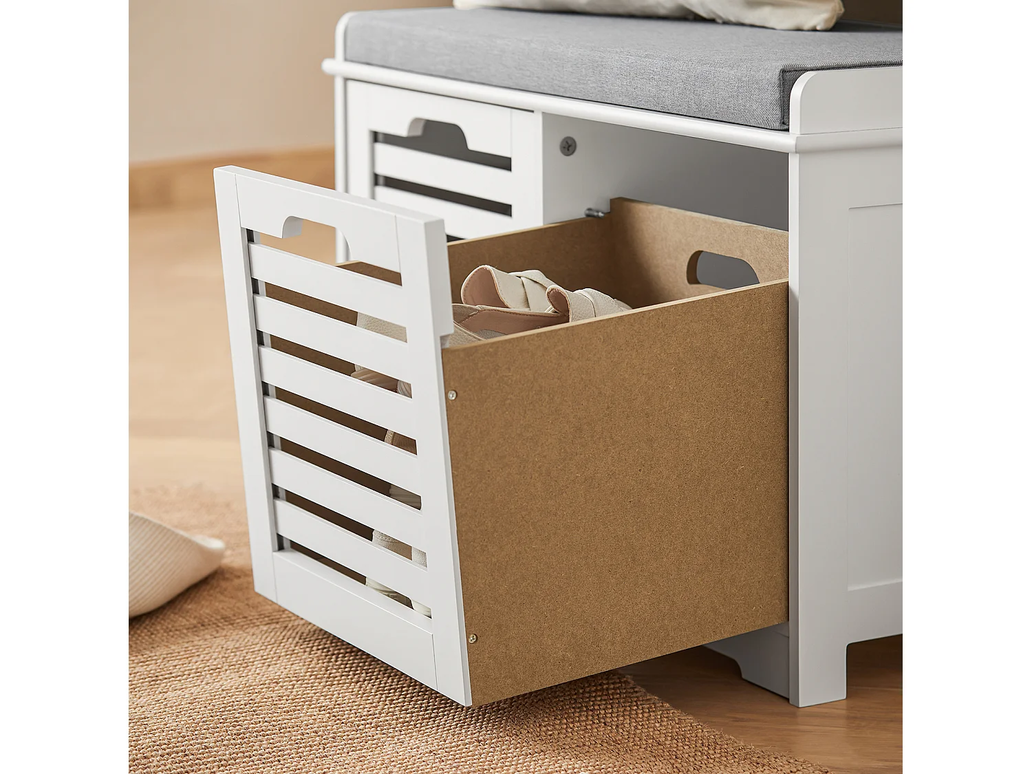 Banc de Rangement avec coussin rembourré et 2 cubes, FSR23-K-W