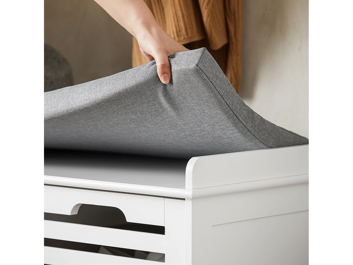 Banc de Rangement avec coussin rembourré et 2 cubes, FSR23-K-W