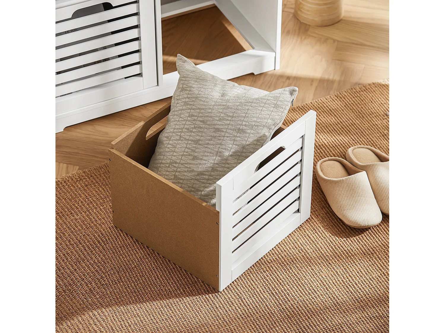 Banc de Rangement avec coussin rembourré et 2 cubes, FSR23-K-W