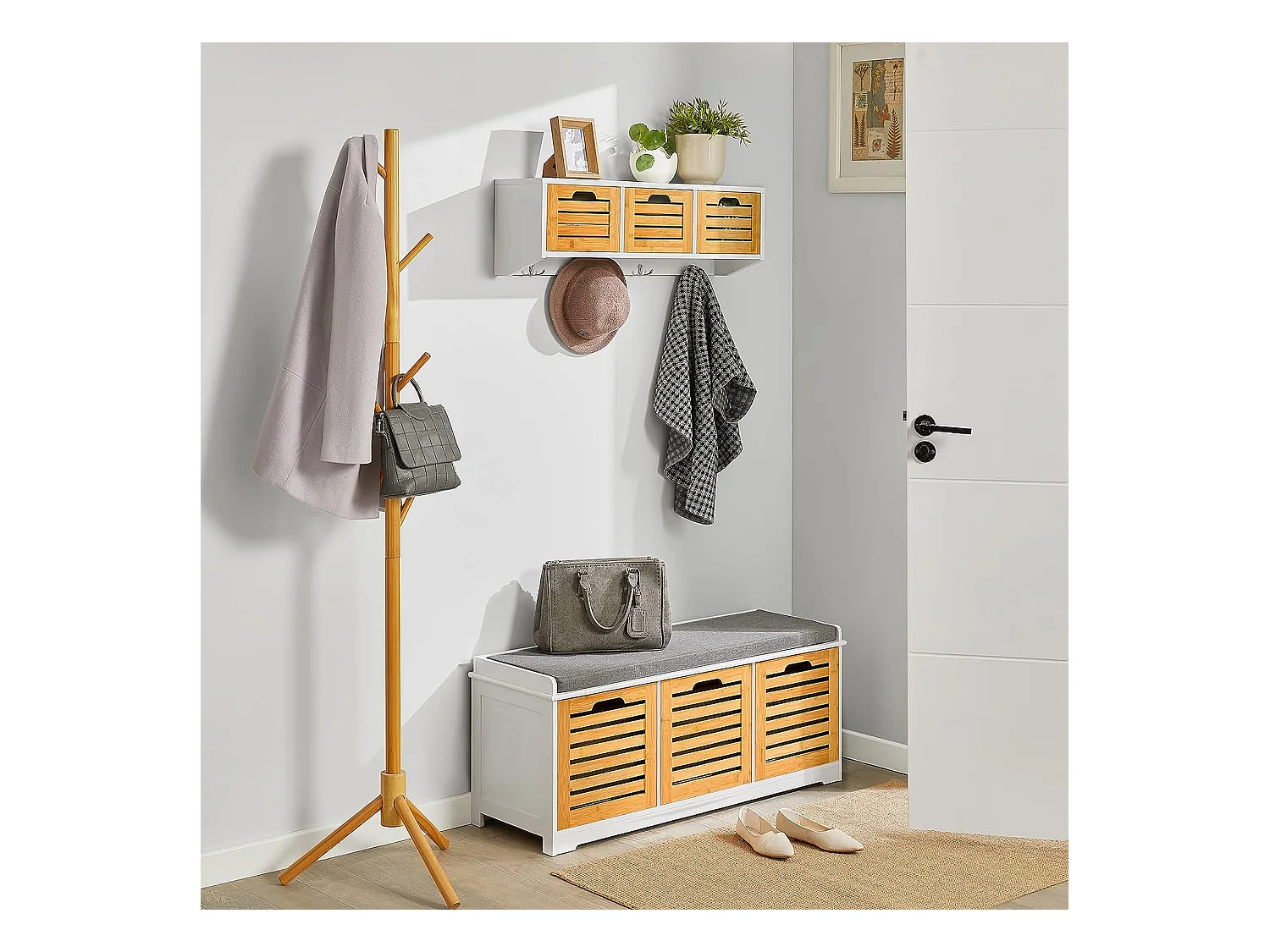 Ławka na buty z 3 drzwiami FSR23-WN