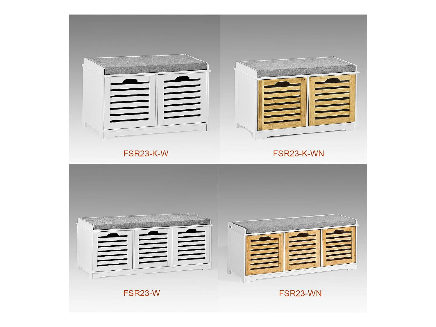 Ławka na buty z 3 drzwiami FSR23-WN