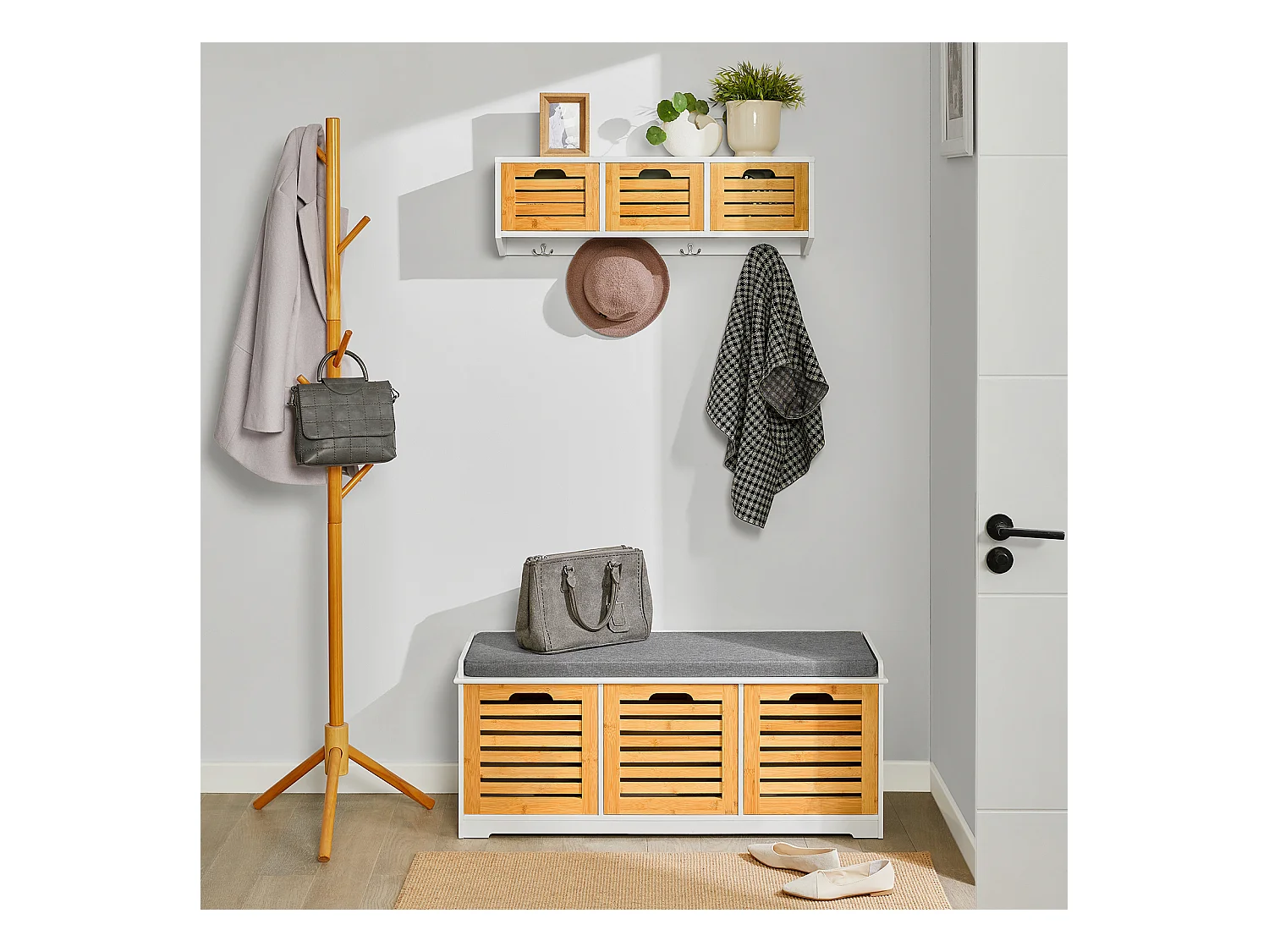 Ławka na buty z 3 drzwiami FSR23-WN