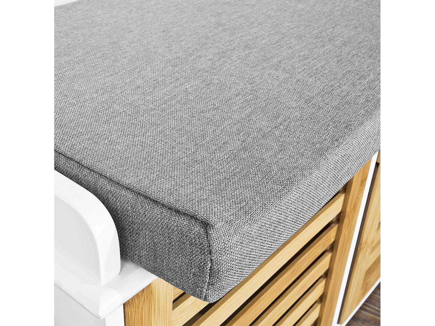 Banc de Rangement avec coussin rembourré et 3 cubes, Banquette confortable, FSR23-WN