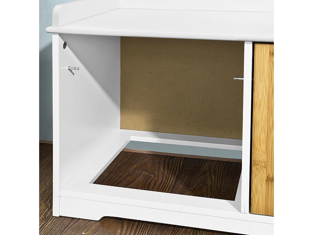 Banc de Rangement avec coussin rembourré et 3 cubes, Banquette confortable, FSR23-WN