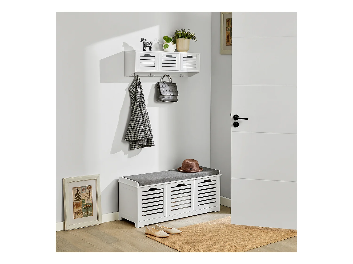 Ławka na buty z 3 drzwiami FSR23-W