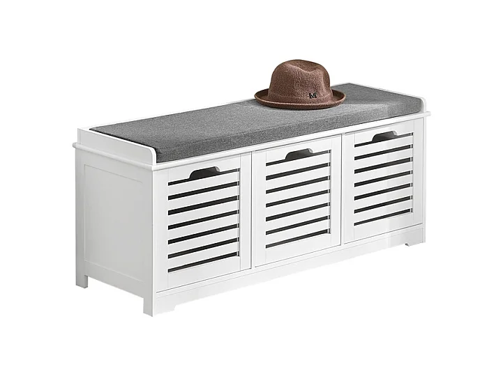 Banc de Rangement avec coussin rembourré et 3 cubes, Banquette confortable, FSR23-W