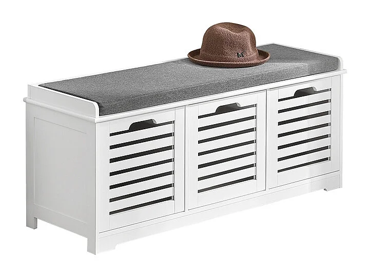 Banc de Rangement avec coussin rembourré et 3 cubes, Banquette confortable, FSR23-W