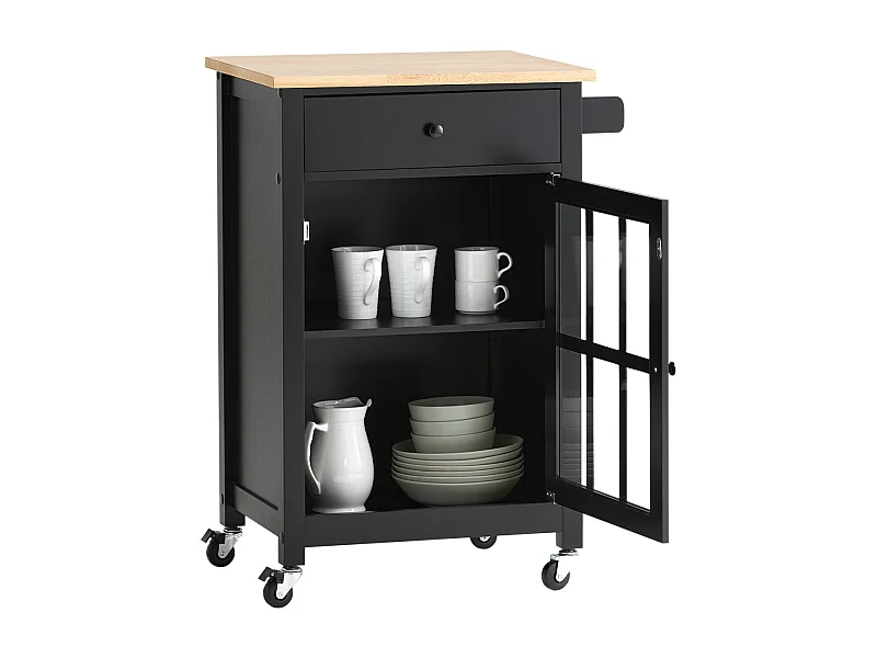 SoBuy FKW98-SCH Keukentrolley op Wielen Opbergkast Dressoir Keukenwagen Keukenkast